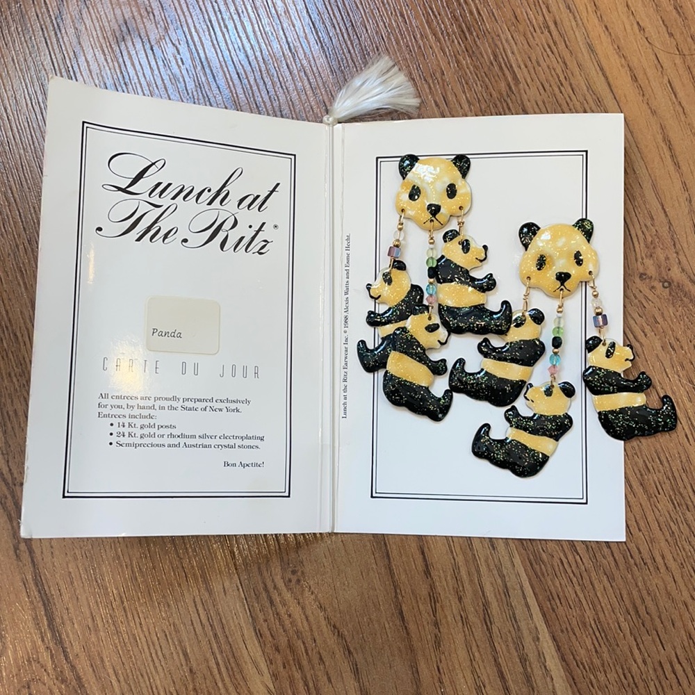 Vintage 80’s Lunch at The Ritz Panda earrings